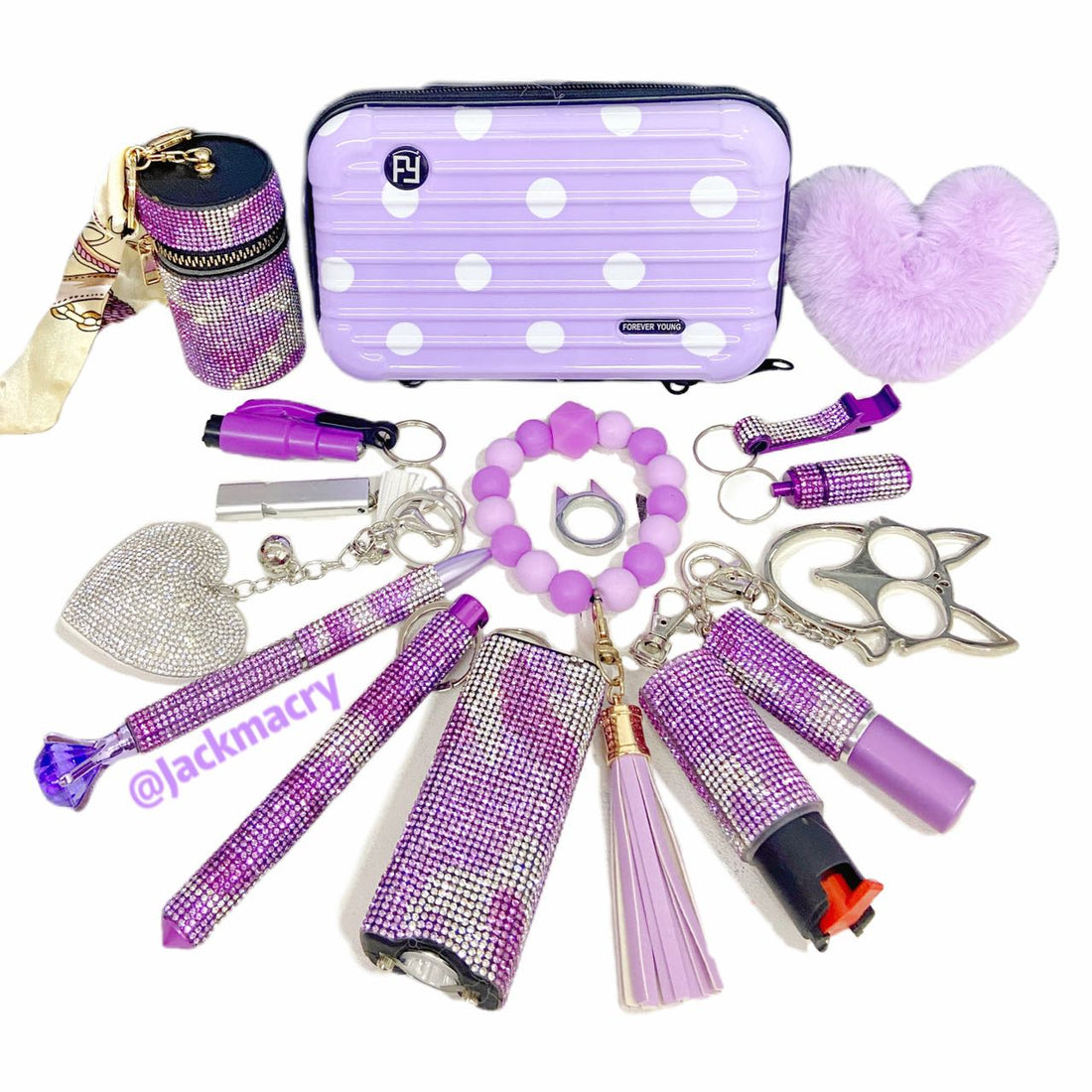 Women's safety keychain set with personal alarm and stylish personal safety accessories for everyday carry.