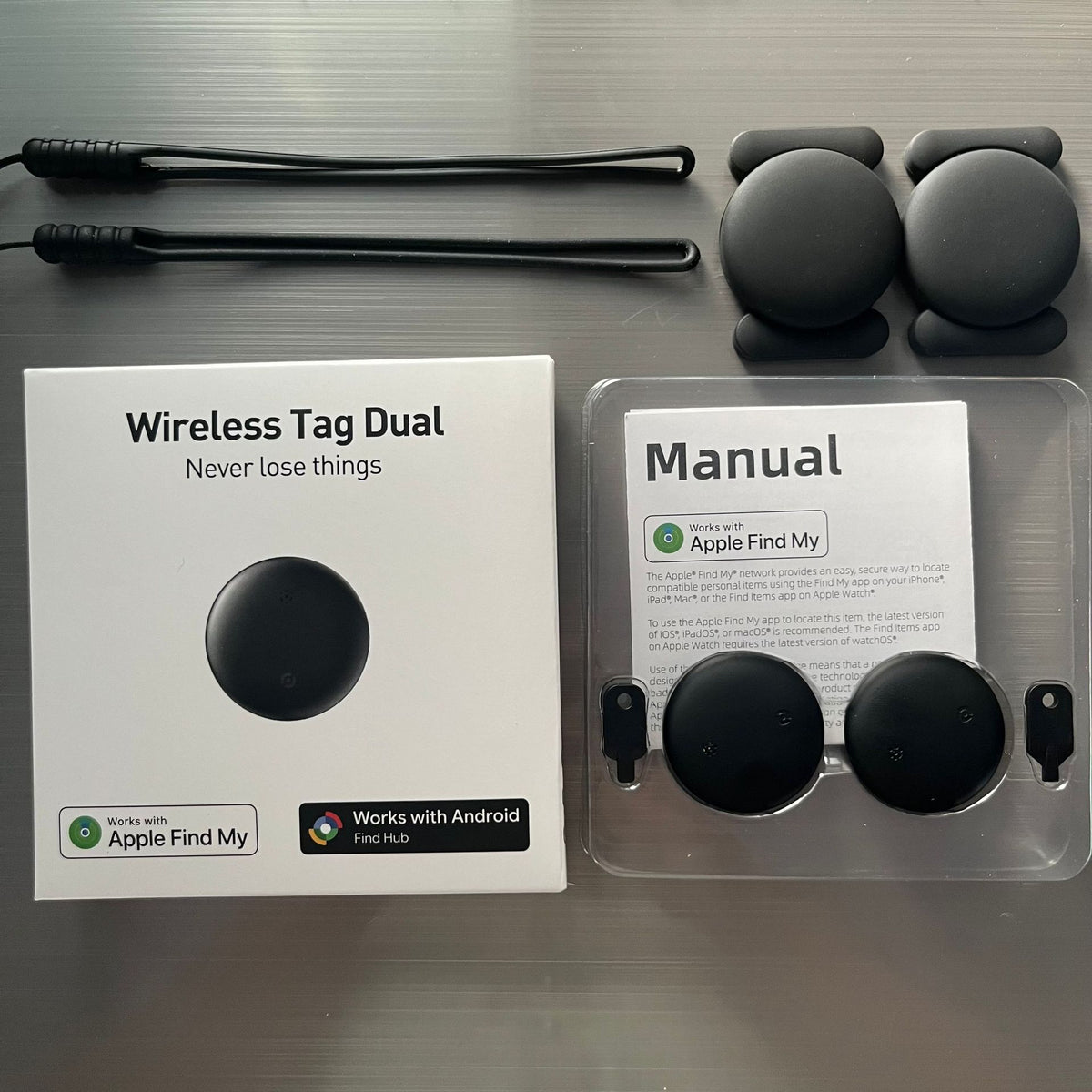 Wireless Tag Dual packaging with manual on a metallic surface