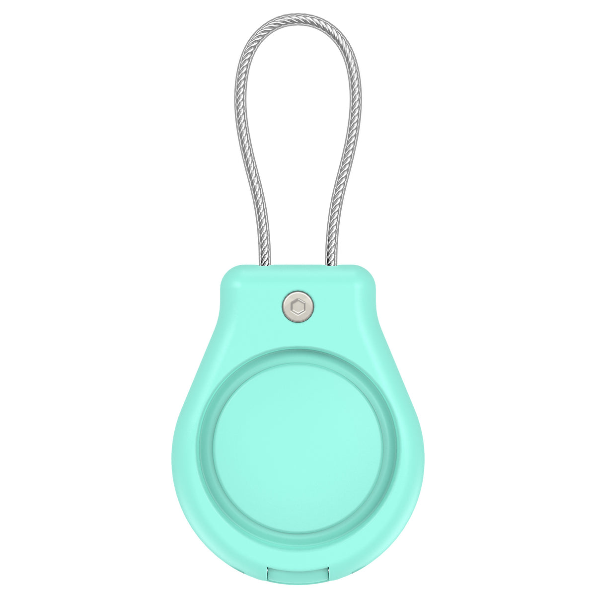 Apple AirTag protective cover with necklace for everyday carry in light blue