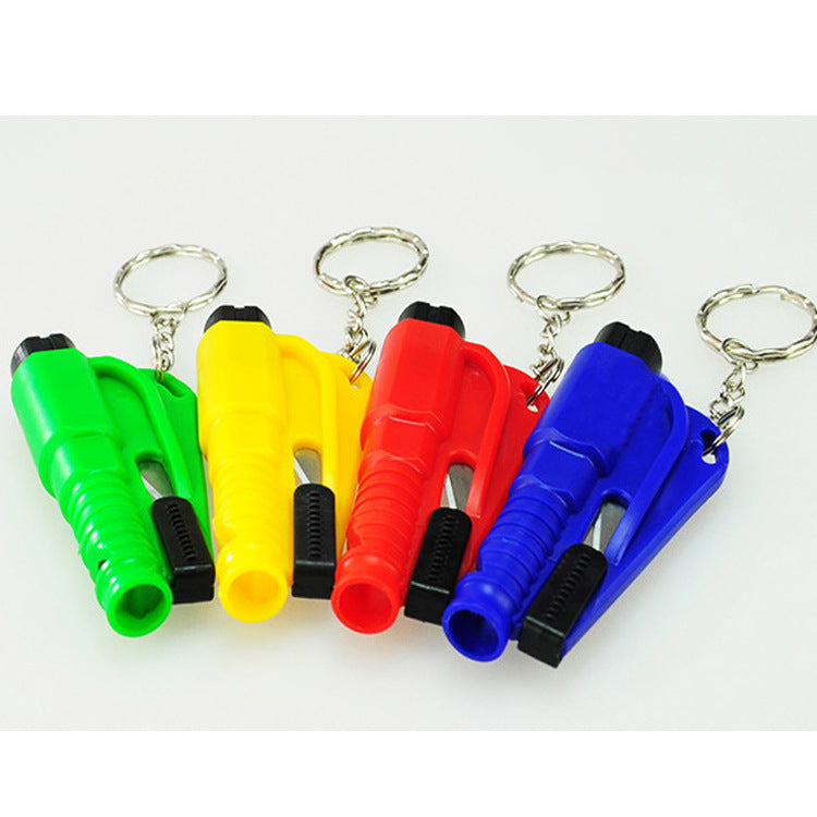 Four colorful window breaker in green, yellow, red, and blue on a white background