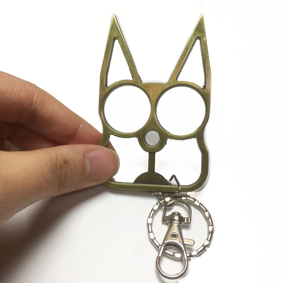 Compact Black Cat safety keychain with window breaker