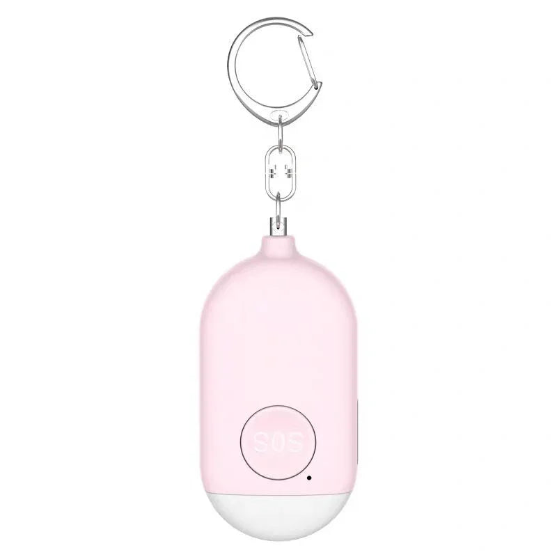 rechargeable personal alarm keychain with flashlight for women in pink