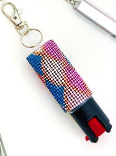 Stylish beaded self-defense keychain with pepper spray for women's personal safety