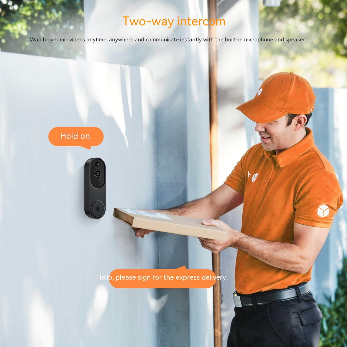 Smart wireless doorbell camera with two-way audio and mobile app access